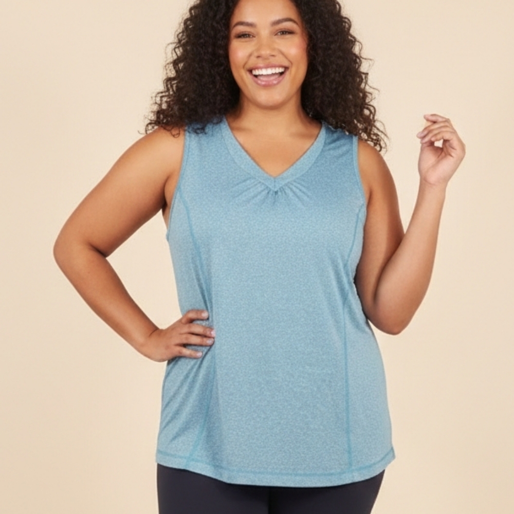 Danskin Dri More Plus Size Sleeveless Blue Women's Top
